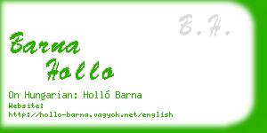 barna hollo business card