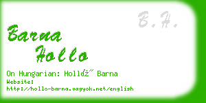 barna hollo business card